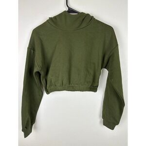 NWOT Naked Wardrobe Olive Green Cropped Hoodie size XS